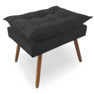 Poltrona com Puff Opala Decoração Quarto Amamentação Escritório Clínica Recepção Suede Preta - Image 3