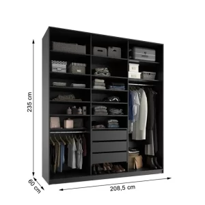Closet Casal 100% MDF BP 3 Vaos 3 Gavetas Sion Preto - Image 3