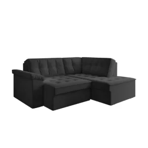 Sofá de Canto Retrátil 5 Lugares Grécia Cinza Suede - Image 2