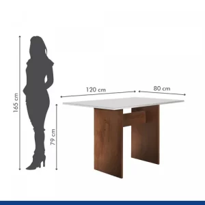 Conjunto Sala de Jantar Mesa e 2 Cadeiras Caroline Cel Móveis Chocolate/Off White/Tecido Pena - Image 5