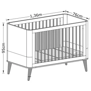 Berço Americano Retrô Mila Branco Fosco com Madeira - Reller - Image 3