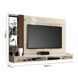 Painel Home Paris para TV até 55 Polegadas Ripado com Espelho Off White - Image 3