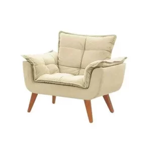 Kit 2 Poltronas Decorativas Opala Suede Bege - Image 3