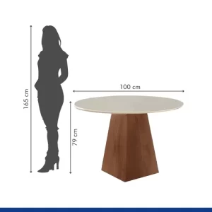 Conjunto Sala de Jantar Mesa Tampo Redondo Plus 4 Cadeiras Valsa ChocolateSuede Pena - Image 6