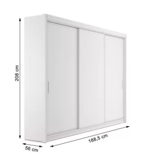 Guarda-Roupa Casal 3 Portas 4 Gavetas 188,5cm Viena - Branco - Image 4