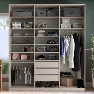 Closet Casal 100% MDF BP 3 Vaos 3 Gavetas Sion Bege - Image 2