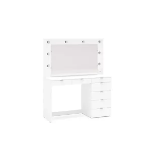 Penteadeira Camarim com Espelho 7 Gavetas e Tomada Diamante Espresso Móveis Branco - Image 3