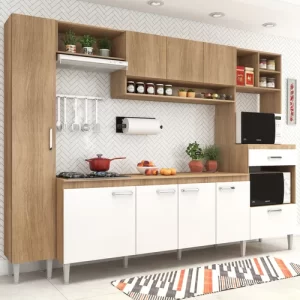Cozinha Completa 9 Portas 1 Gaveta Inova Fellicci Carvalho Branco