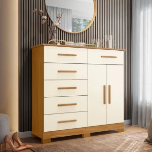 Cômoda 2 Portas 6 Gavetas New Xangai Marrom