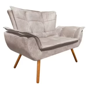 Kit Sofá Retrô Namoradeira e 02 Poltronas Opala Suede Bege - Image 2