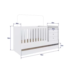 Berço Cama Multifuncional com Cama Auxiliar 3 Gavetas Completa Móveis Branco - Image 5