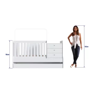 Berço Cama Multifuncional com Cama Auxiliar 3 Gavetas Completa Móveis Branco - Image 6