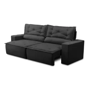 Sofá Retrátil e Reclinável 2 lugares com Molas 1,50m Livia Suede Preto - Image 5