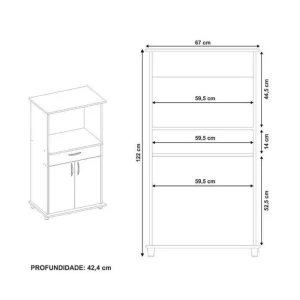 Balcão Notável 2 Portas 1 Gaveta Nt 3070 Branco - Image 7