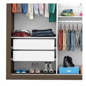 Guarda-Roupa Casal com Espelho 3 Portas de Correr Flórida - Malbec - Image 6