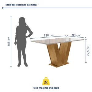 Conjunto Sala de Jantar Mesa Tampo de Vidro 4 Cadeiras Espanha Yescasa Ypê/Off White/Tecido Pena - Image 9