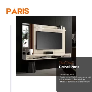 Painel Home Paris para TV até 55 Polegadas Ripado com Espelho Off White - Image 5