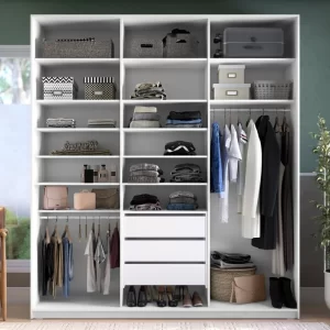 Closet Casal 100% MDF BP 3 Vaos 3 Gavetas Sion Branco - Image 2