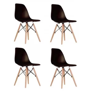 Conjunto Mesa de Jantar Industrial com 4 Cadeiras Base Madeira Eames Espresso Móveis Preto - Image 5