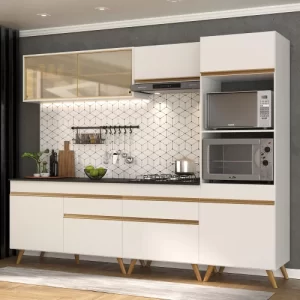 Cozinha Completa 5 Peças com Armário e Balcão Mp3715 Veneza Gw Multimóveis Branca Branco