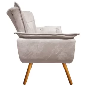 Kit Sofá Retrô Namoradeira e 02 Poltronas Opala Suede Bege - Image 4