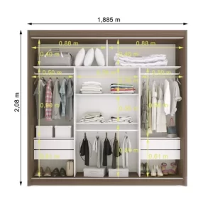 Guarda-Roupa Casal 3 Portas 4 Gavetas 188,5cm Viena - Macadâmia - Image 2