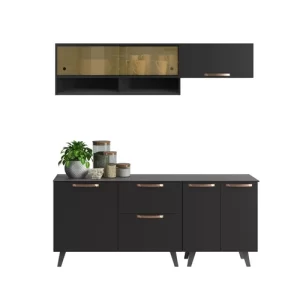 Cozinha Compacta 4 Peças 7 Portas 1 Gaveta com Balcão Emília Thela Preto - Image 7