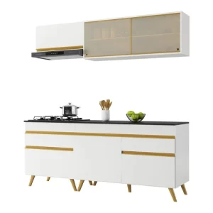 Cozinha Compacta 4 Peças com Armário e Balcão Mp3707 Veneza Branca Branco - Image 4
