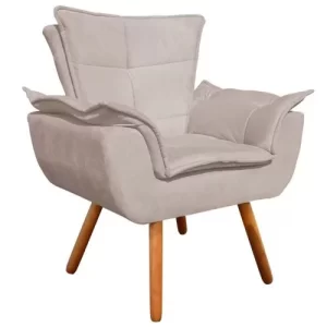 Kit Sofá Retrô Namoradeira e 02 Poltronas Opala Suede Bege - Image 3