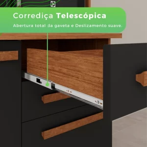 Armário para Cozinha 6 Portas 2 Gavetas Luna Plus Cinamomo/Grafite - Image 4