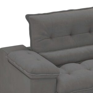 Sofá 3 Lugares Retrátil e Reclinável Arezzo Veludo Cinza - Image 4