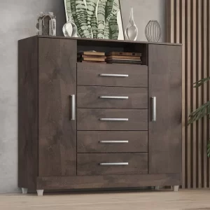 Comoda Isabele 5 Gav 2 Portas - Chocolate - Image 5