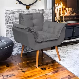 Poltrona Decorativa Amamentação Cadeira Reforçada - Cinza - Image 2