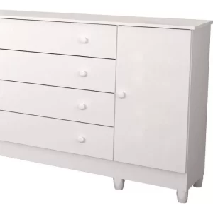 Cômoda Infantil 4 Gavetas Com Fraldário Taís Branco Brilho - Image 4