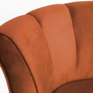 Poltrona Pérola Decorativa Pés Palito Suede Telha - Image 5