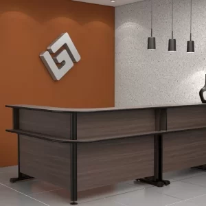 Balcão Recepção L Atendimento Caixa 2,40 X 1,20 Premium - Marrom Escuro - Image 1