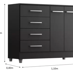 Comoda Gisele 4 Gavs 2 Portas - Onix - Image 3