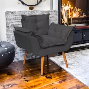 Poltrona Decorativa Amamentação Cadeira Reforçada - Preto - Image 2