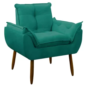 Poltrona Decorativa Opala Azul-turquesa - Image 1