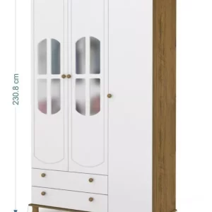 Guarda Roupa De Bebê 3 Portas 2 Gavetas - Cedro/Branco - Image 4