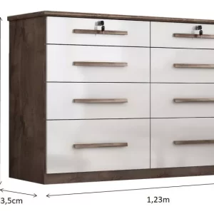 Comoda Monza 8 Gav -Chocolate/off White - Image 4