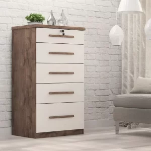 Comoda Lara 5.gav.Chocolate/off White - Image 3