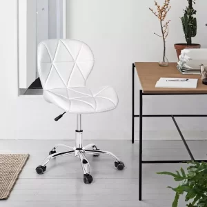 Cadeira de escritório Império Slim ergonômica branca com estofado de couro sintético - Image 2