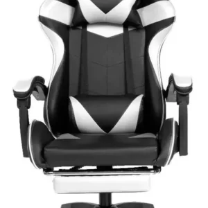Cadeira Gamer Pctop Racer 1006 gamer ergonômica preta e branco com estofado de couro sintético - Image 4