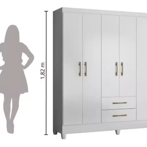 Guarda-roupa casal Essencial Panamá com 6 portas - Branco - Image 7