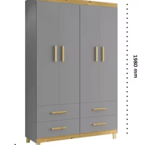 Guarda Roupa De Bebê 4 Portas 4 Gavetas Cinza/Pinus - Image 3