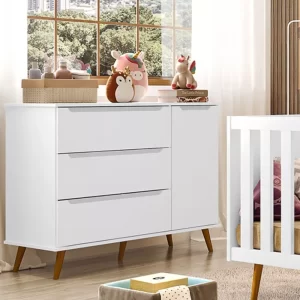Cômoda Quarto Infantil Melinda Retrô 1 Porta 3 Gavetas - Image 3