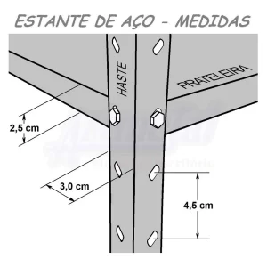 Estante / Armario De Aço 30cm 5 Bandejas Cinza Suporta 120kg - Image 4