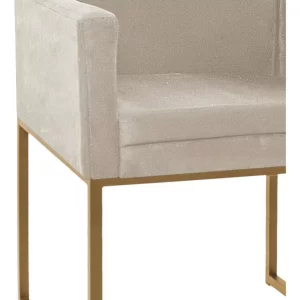 Poltrona Decorativa Base De Ferro Dourado Bege - Image 5