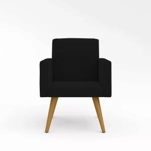 Poltrona Decorativa Cadeira Escritório Recepção Preto - Image 3